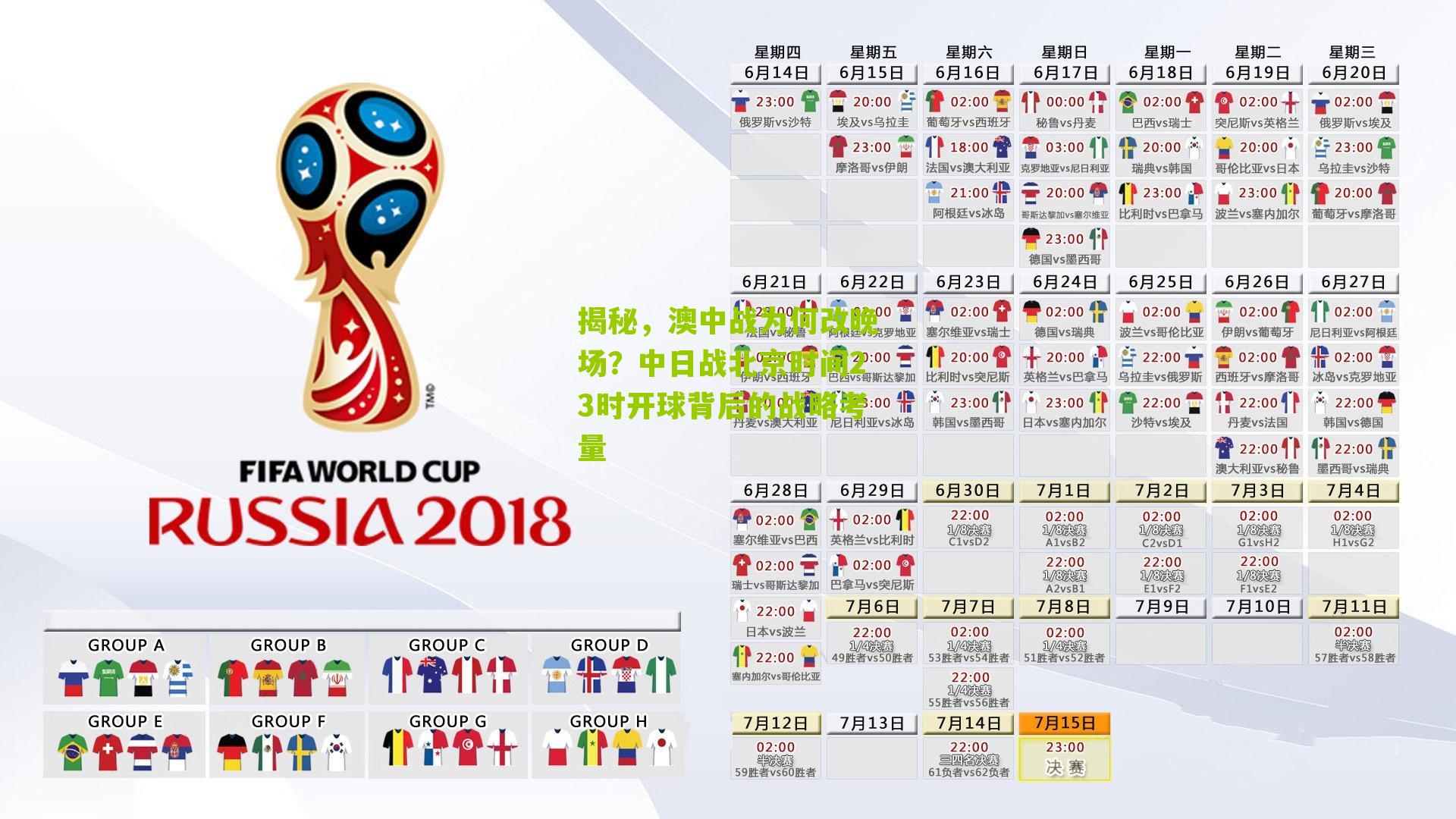 揭秘，澳中战为何改晚场？中日战北京时间23时开球背后的战略考量